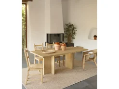 Mesa de comedor de madera maciza en tono roble medio 180x75cm - TENA - DECOWOOD