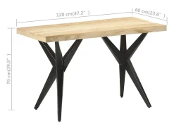 Mesa de comedor de madera maciza de mango 120x60x76 cm