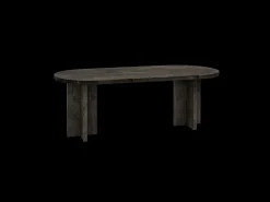 Mesa de comedor de madera maciza de abeto ovalada Decowood en tono negro de 180x80cm - TOKYO - DECOWOOD