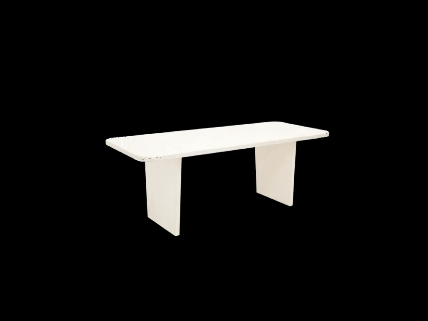 Mesa de comedor de madera de abeto maciza en microcemento rectangular Decowood de 180x75cm en tono blanco roto y patas tono roble oscuro - BIMBA - DECOWOOD