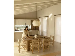 Mesa de comedor de madera maciza de abeto rectangular Decowood en tono roble oscuro de 160x75cm en tono roble oscuro - KYOTO - DECOWOOD