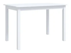 Mesa de comedor de madera maciza de caucho blanca 114x71x75 cm