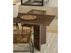 Mesa de comedor de madera maciza de abeto rectangular Decowood en tono nogal de 160x75cm en tono nogal - KYOTO - DECOWOOD