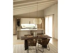 Mesa de comedor de madera maciza de abeto rectangular Decowood en tono nogal de 160x75cm en tono nogal - KYOTO - DECOWOOD