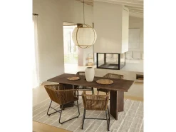 Mesa de comedor de madera maciza de abeto rectangular Decowood en tono nogal de 160x75cm en tono nogal - KYOTO - DECOWOOD