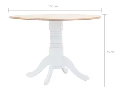 Mesa de comedor de madera maciza de caucho blanco marrón 106 cm