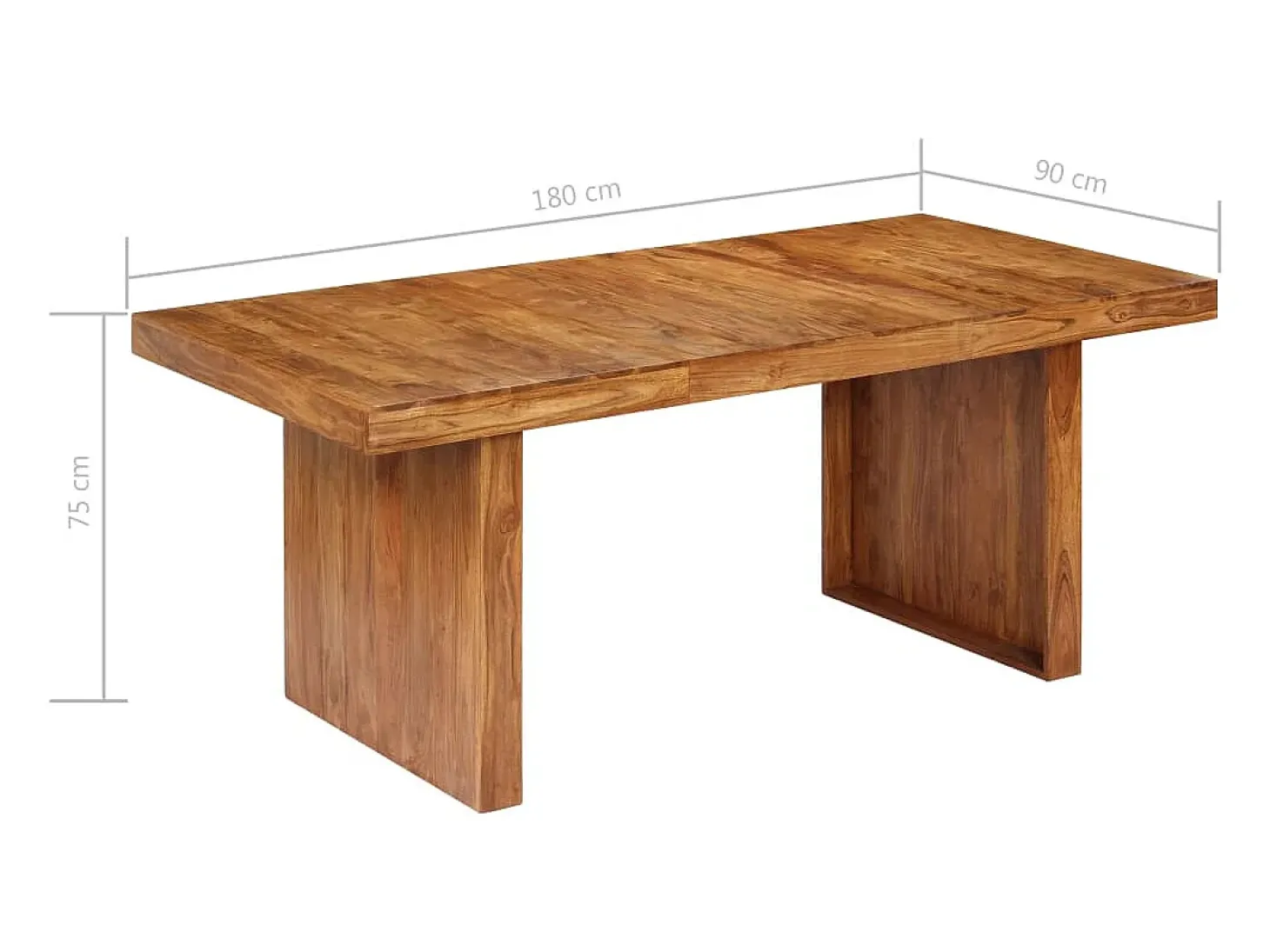 Mesa de comedor de madera maciza de acacia 180x90x75 cm