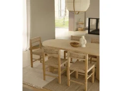 Mesa de comedor de madera maciza de abeto ovalada Decowood en tono roble medio de 200x75cm en tono roble medio - OSAKA - DECOWOOD