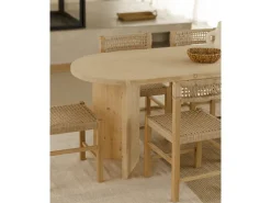 Mesa de comedor de madera maciza de abeto ovalada Decowood en tono roble medio de 200x75cm en tono roble medio - OSAKA - DECOWOOD