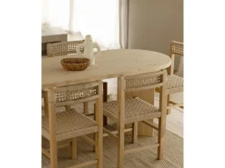 Mesa de comedor de madera maciza de abeto ovalada Decowood en tono roble medio de 200x75cm en tono roble medio - OSAKA - DECOWOOD