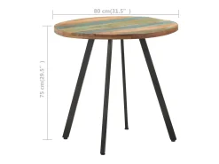 Mesa de comedor de madera maciza reciclada 80 cm