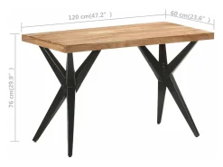 Mesa de comedor de madera maciza de acacia 120x60x76 cm