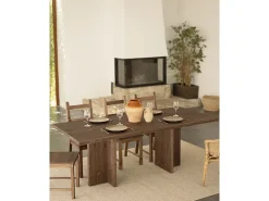 Mesa de comedor de madera maciza en tono nogal 200x75cm - TENA - DECOWOOD