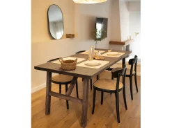 Mesa de comedor de madera maciza de abeto rectangular Decowood en tono nogal de 120x75cm - SIEP - DECOWOOD