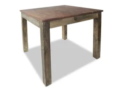Mesa de comedor de madera maciza reciclada 82x80x76 cm
