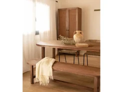 Mesa de comedor de madera maciza de abeto ovalada Decowood en tono nogal de 200x85cm - OLIVIA - DECOWOOD