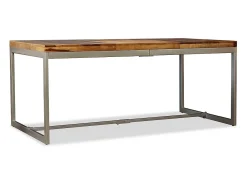 Mesa de comedor de madera maciza de acacia y acero 180 cm