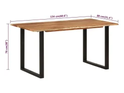 Mesa de comedor de madera maciza de acacia 154x80x76 cm