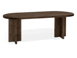 Mesa de comedor de madera maciza de abeto ovalada Decowood en tono nogal de 200x85cm - TOKYO - DECOWOOD