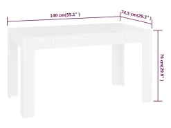 Mesa de comedor de madera contrachapada blanco 140x74,5x76 cm ES620303