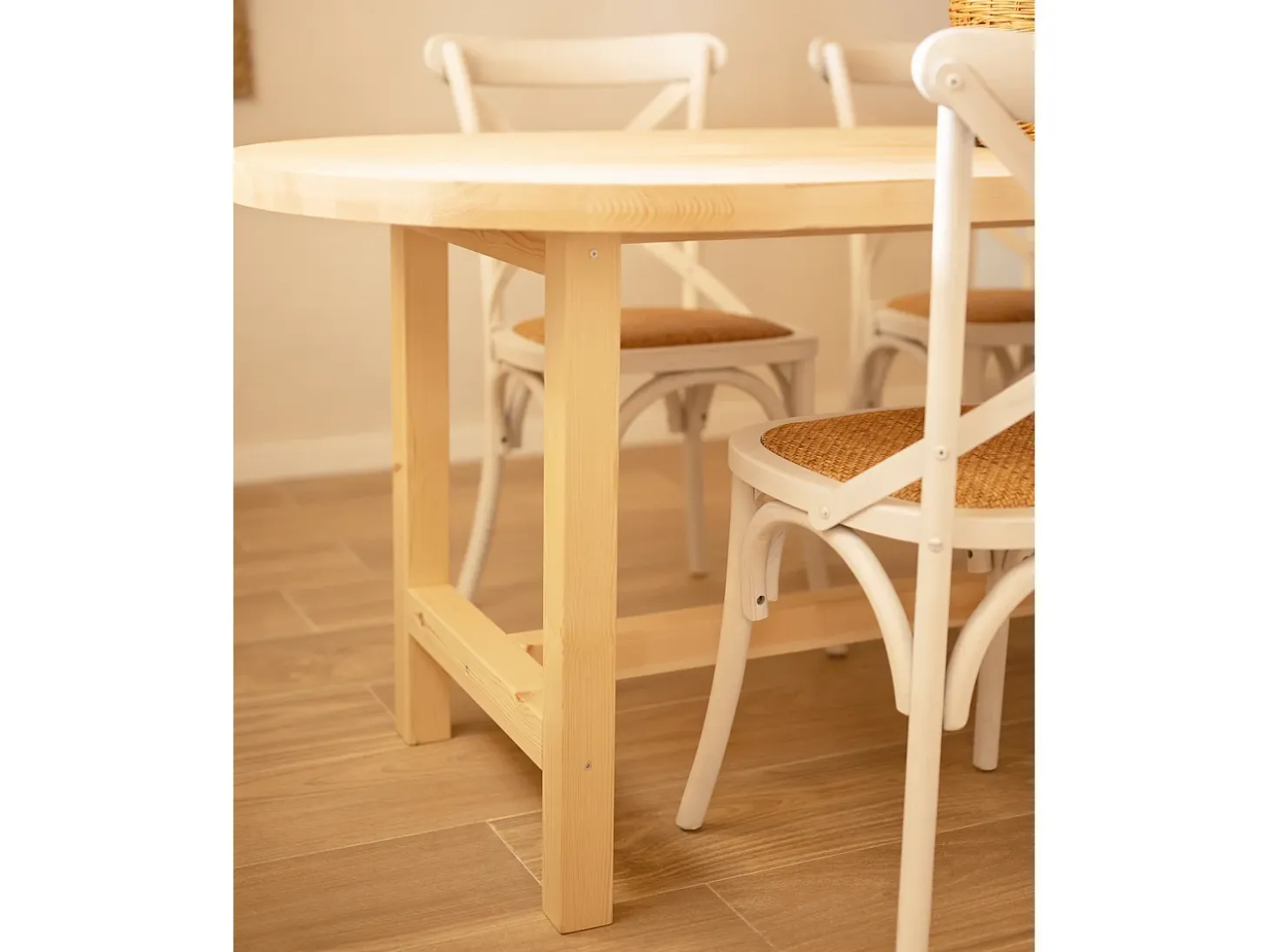 Mesa de comedor de madera maciza de abeto ovalada Decowood en tono natural de 180x80cm - OLIVIA - DECOWOOD