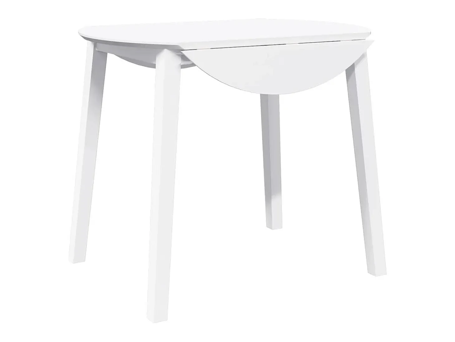 Mesa de comedor de madera maciza blanca y caucho