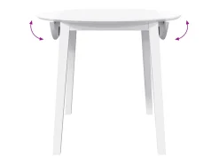 Mesa de comedor de madera maciza blanca y caucho