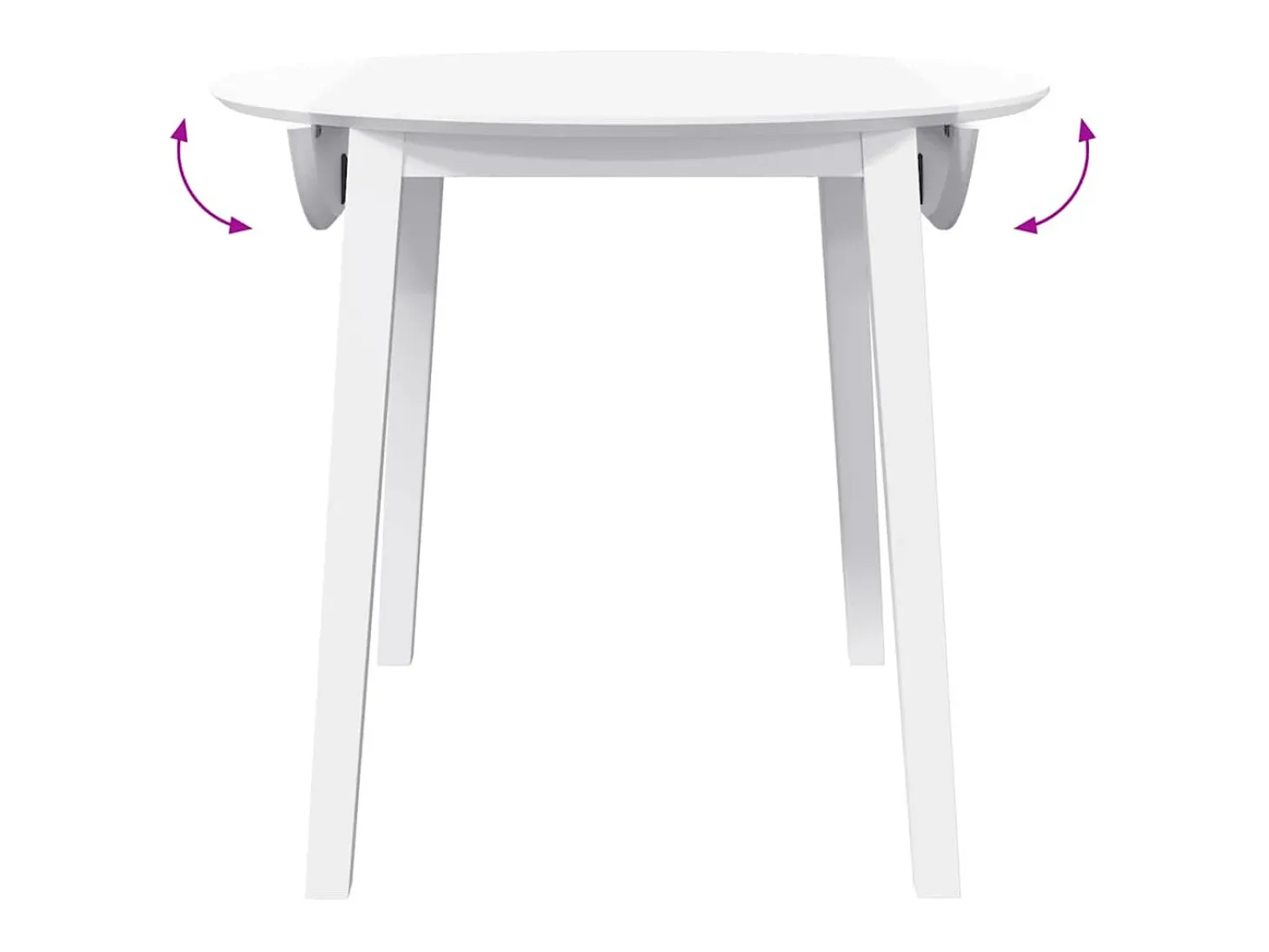 Mesa de comedor de madera maciza blanca y caucho