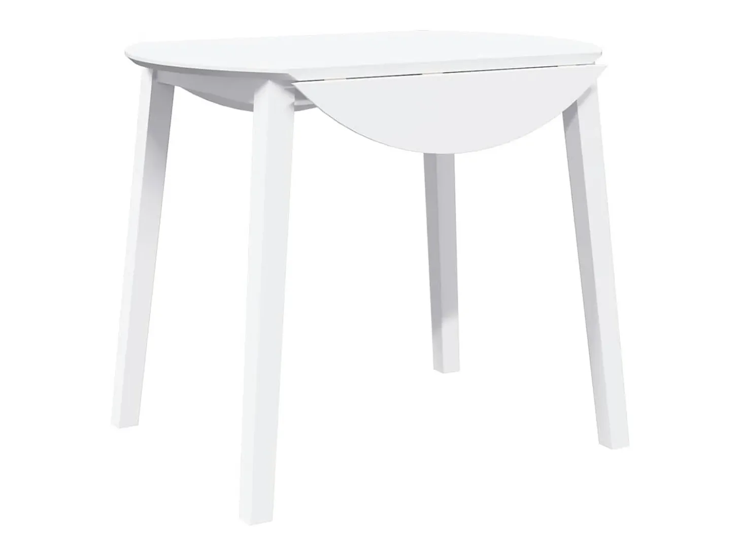 Mesa de comedor de madera maciza blanca y caucho