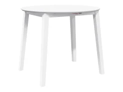 Mesa de comedor de madera maciza blanca y caucho