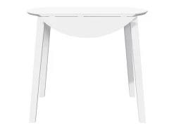 Mesa de comedor de madera maciza blanca y caucho
