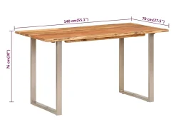 Mesa de comedor de madera maciza de acacia 140x70x76 cm