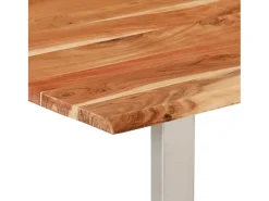 Mesa de comedor de madera maciza de acacia 140x70x76 cm
