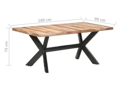 Mesa de comedor de madera acacia acabado miel 180x90x75 cm