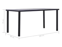 Mesa de comedor de MDF negro y gris hormigón 160x80x75 cm ES852593