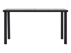 Mesa de comedor de MDF negro y gris hormigón 140x70x75 cm ES423205
