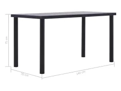 Mesa de comedor de MDF negro y gris hormigón 140x70x75 cm ES423205