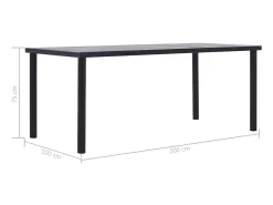 Mesa de comedor de MDF negro y gris hormigón 200x100x75 cm ES170616