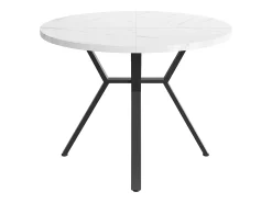 Mesa de comedor de mármol - 100 x 100 x 75 cm - con soporte de metal negro - MDF + Acero - negro + blanco