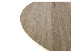 Mesa de comedor de mármol travertino y base de metal 120cm