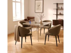 Mesa de comedor de policarbonato transparente cuadrada 80x80 cm Holden