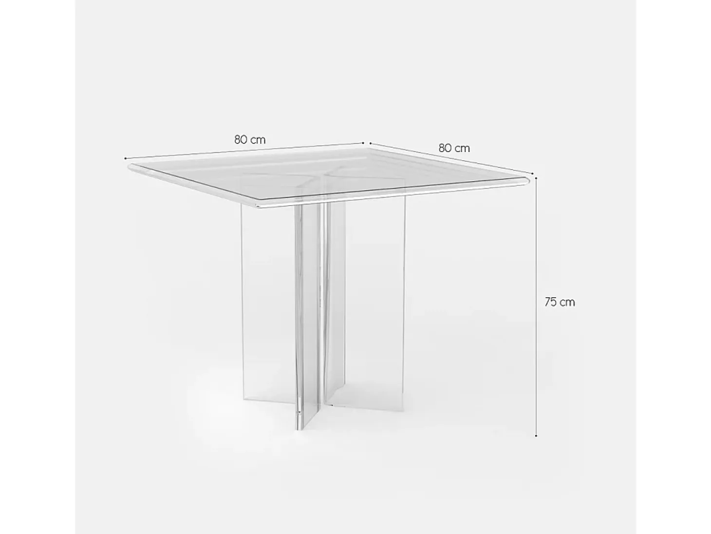 Mesa de comedor de policarbonato transparente cuadrada 80x80 cm Holden