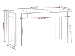 Mesa de comedor de roble Sonoma 140x74,5x76 cm Madera de ingeniería