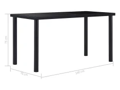 Mesa de comedor de vidrio templado negro 140x70x75 cm