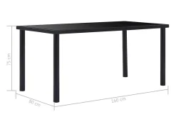 Mesa de comedor de vidrio templado negro 160x80x75 cm