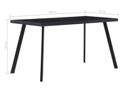 Mesa de comedor de vidrio templado negro 140x70x75 cm