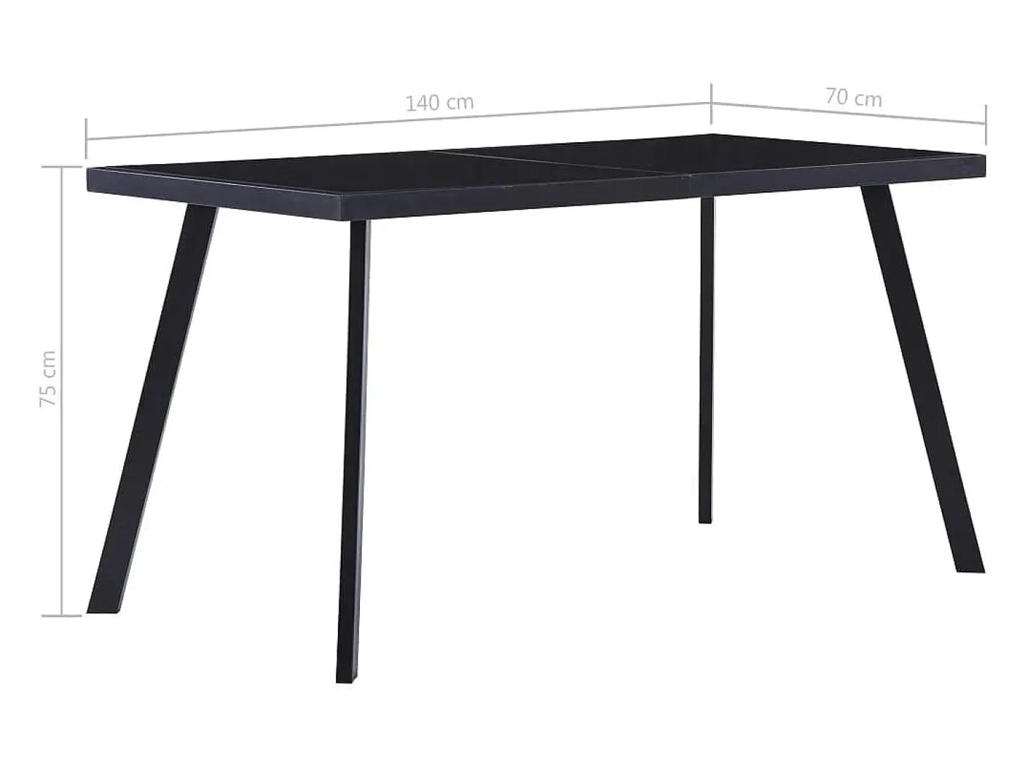 Mesa de comedor de vidrio templado negro 140x70x75 cm