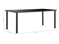 Mesa de comedor de vidrio templado negro 180x90x75 cm