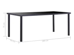 Mesa de comedor de vidrio templado negro 180x90x75 cm ES154862