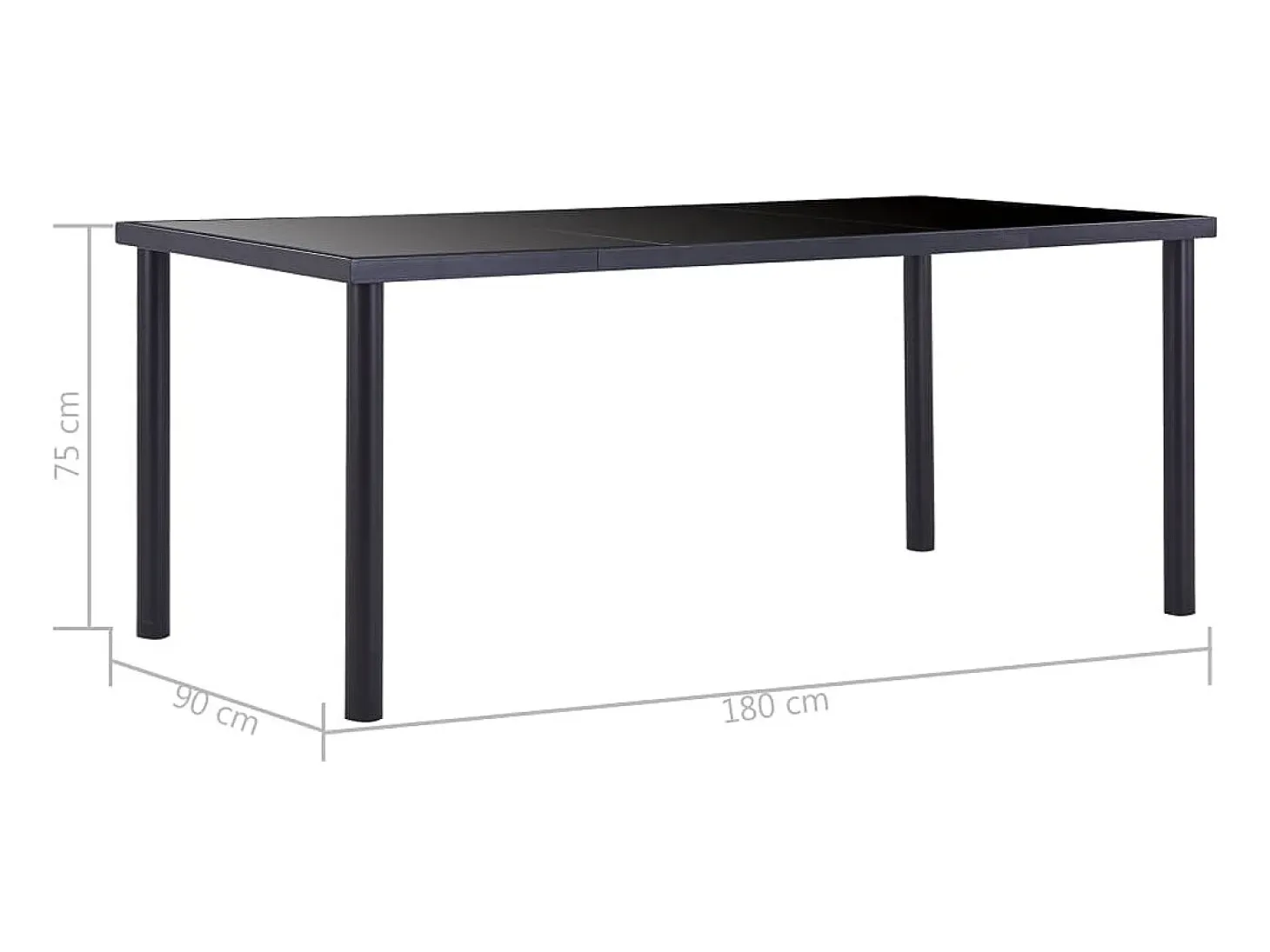 Mesa de comedor de vidrio templado negro 180x90x75 cm ES154862